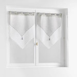 Paris Prix Paire de Voilages  Duetto  60x120cm Gris & Blanc
