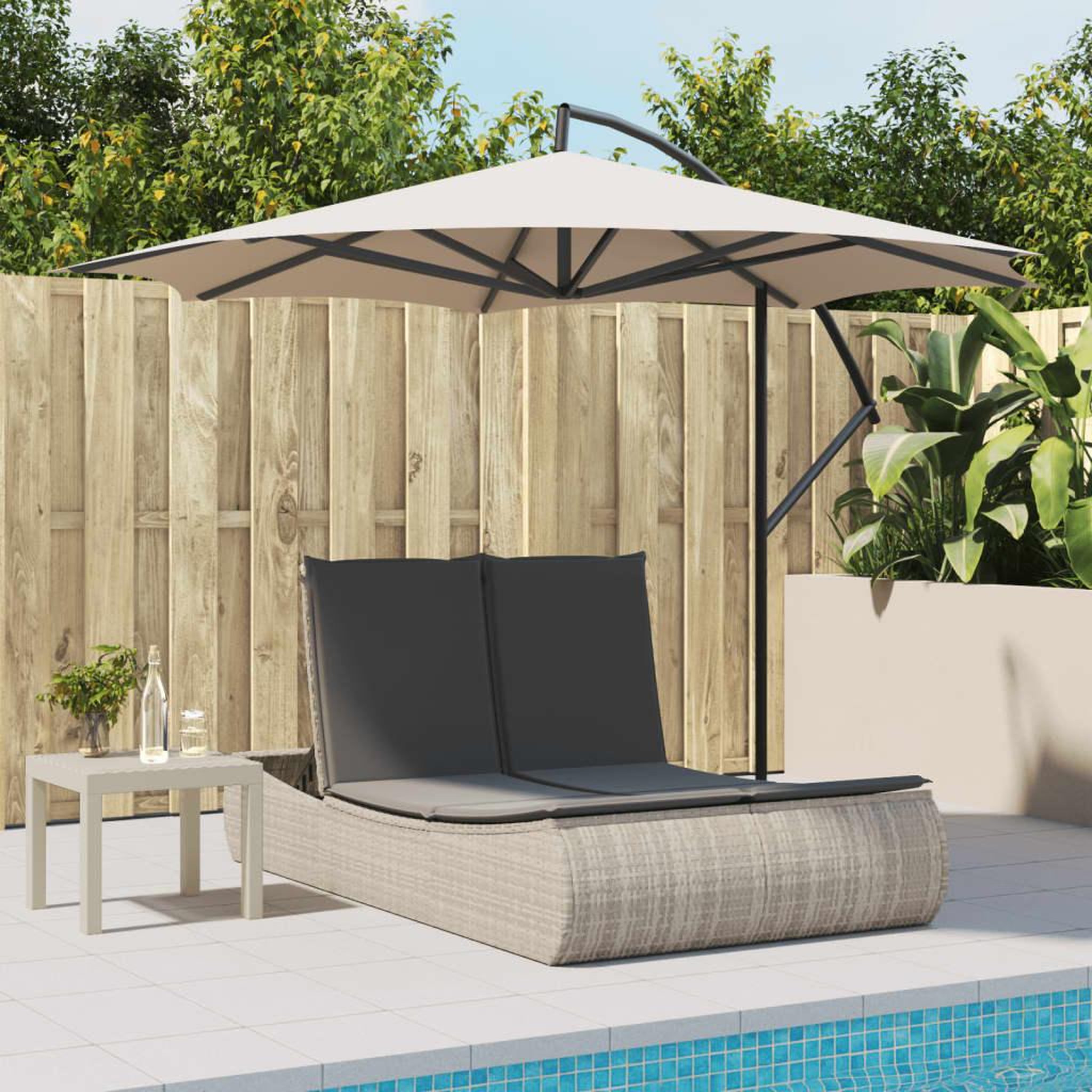 Voir la diapositive 3 : VIDAXL Chaise longue double avec coussins gris clair resine tressee