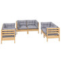 Voir la diapositive 3 : VIDAXL Salon de jardin 6 pcs avec coussins gris Bois de pin massif