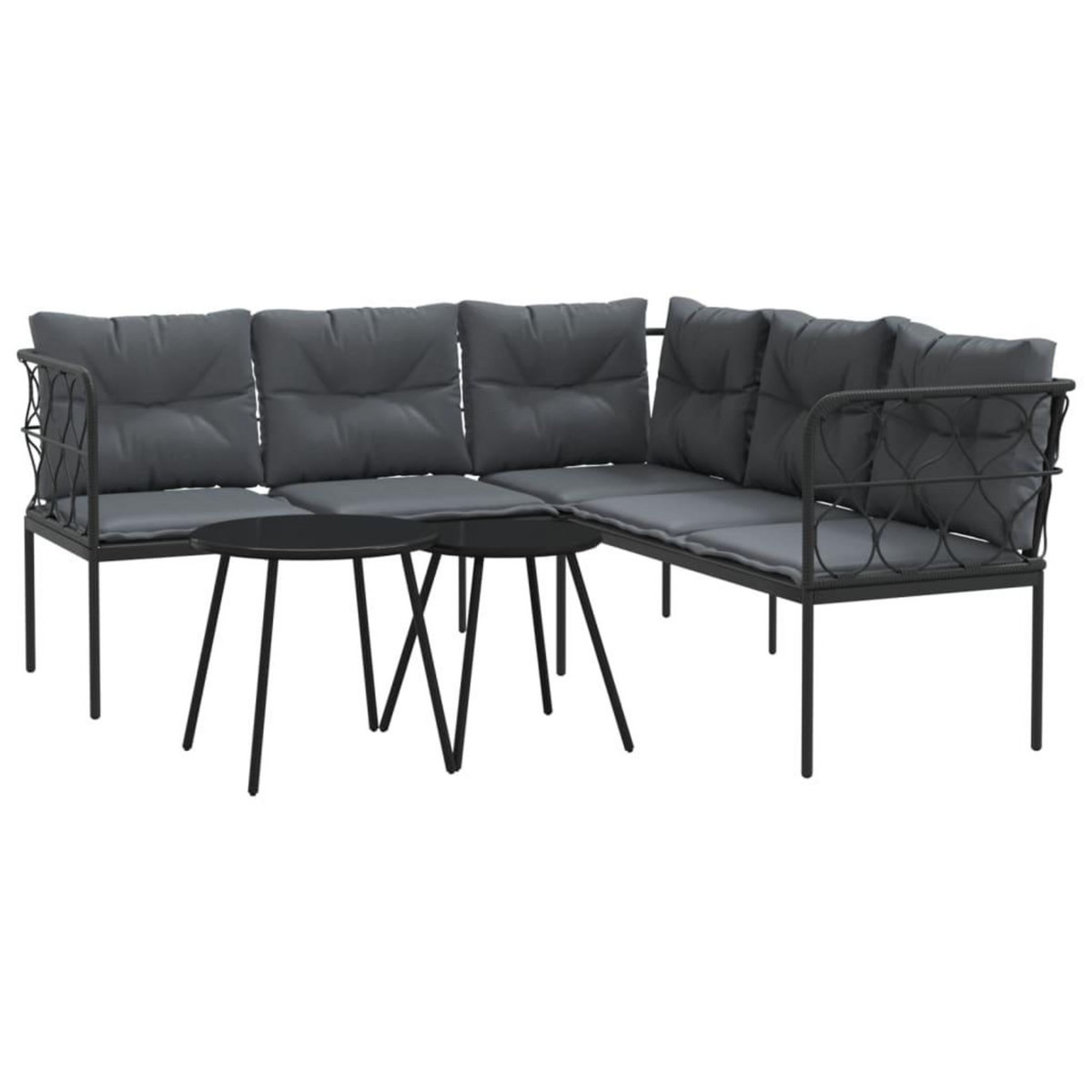 VIDAXL Ensemble de canapes de jardin et coussins noir acier textilene