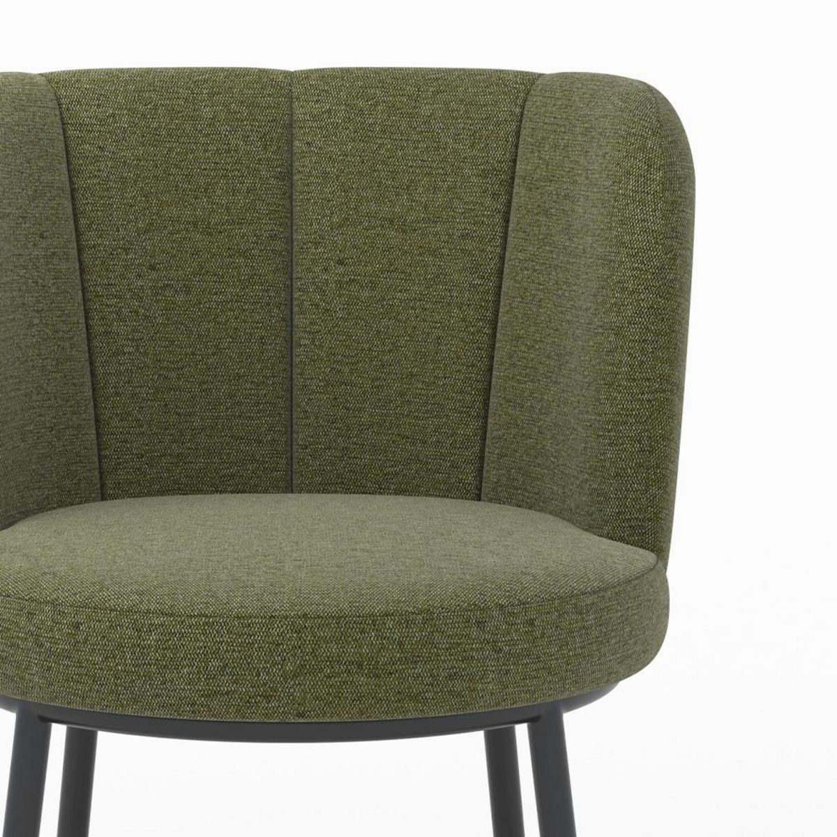 Rendez vous déco Chaise en tissu beige chiné et pieds noirs - Aby