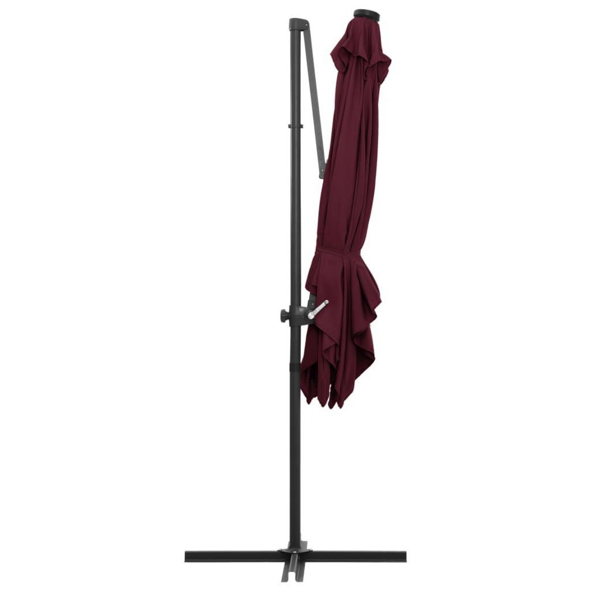 VIDAXL Parasol de jardin en porte-a-faux lumieres LED rouge bordeaux