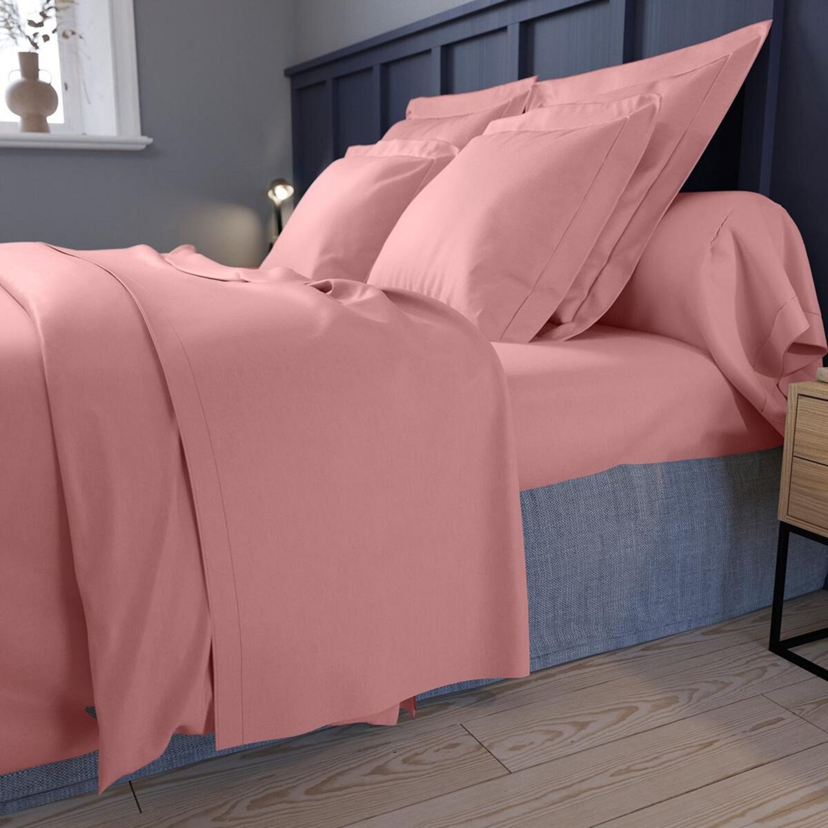 DODO Drap housse Partition Satin de coton Coloris Rose