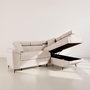 Voir la diapositive 3 : BEST MOBILIER Camille - canapé d'angle droit 5 places convertible avec têtières et coffre en velours texturé