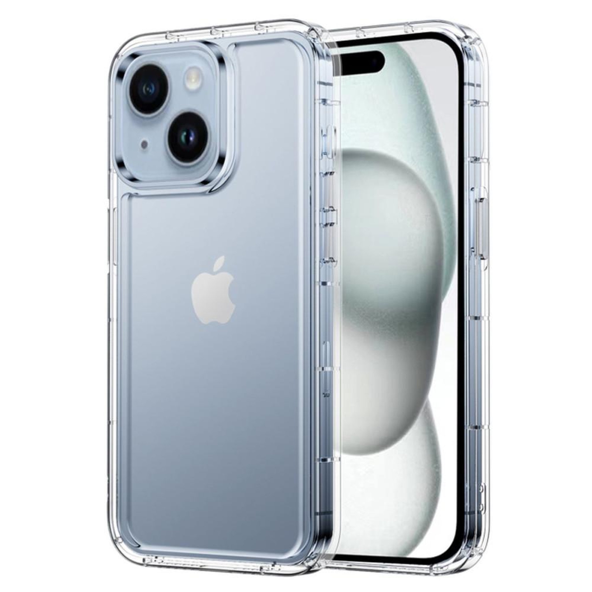 Coque iPhone 15 6,1 pouces transparente antichoc avec découpe précise pour l'appareil photo et accès facile aux boutons