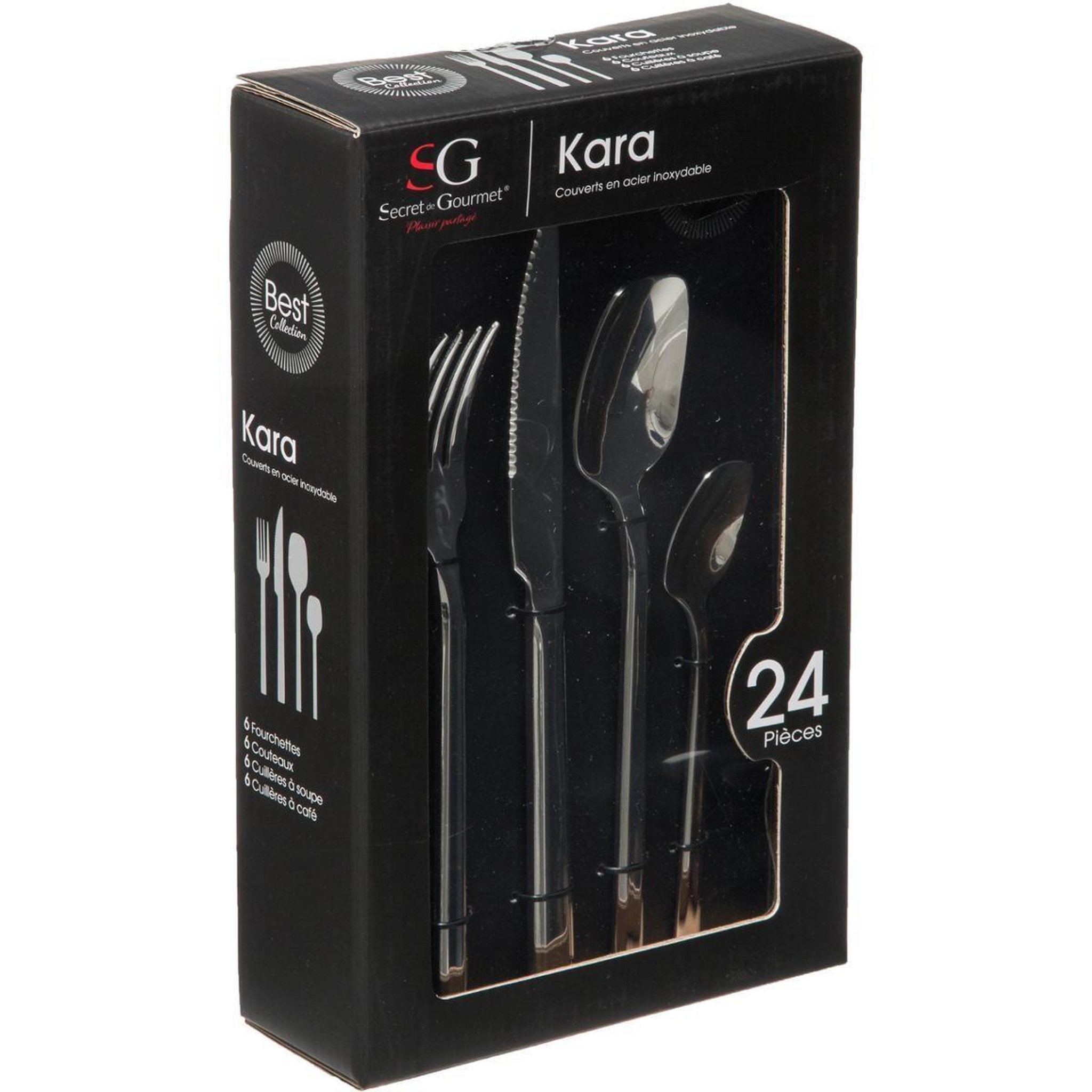 Voir la diapositive 6 : SECRET DE GOURMET Ménagère Kara en Acier inoxydable - 24 pièces - Argent
