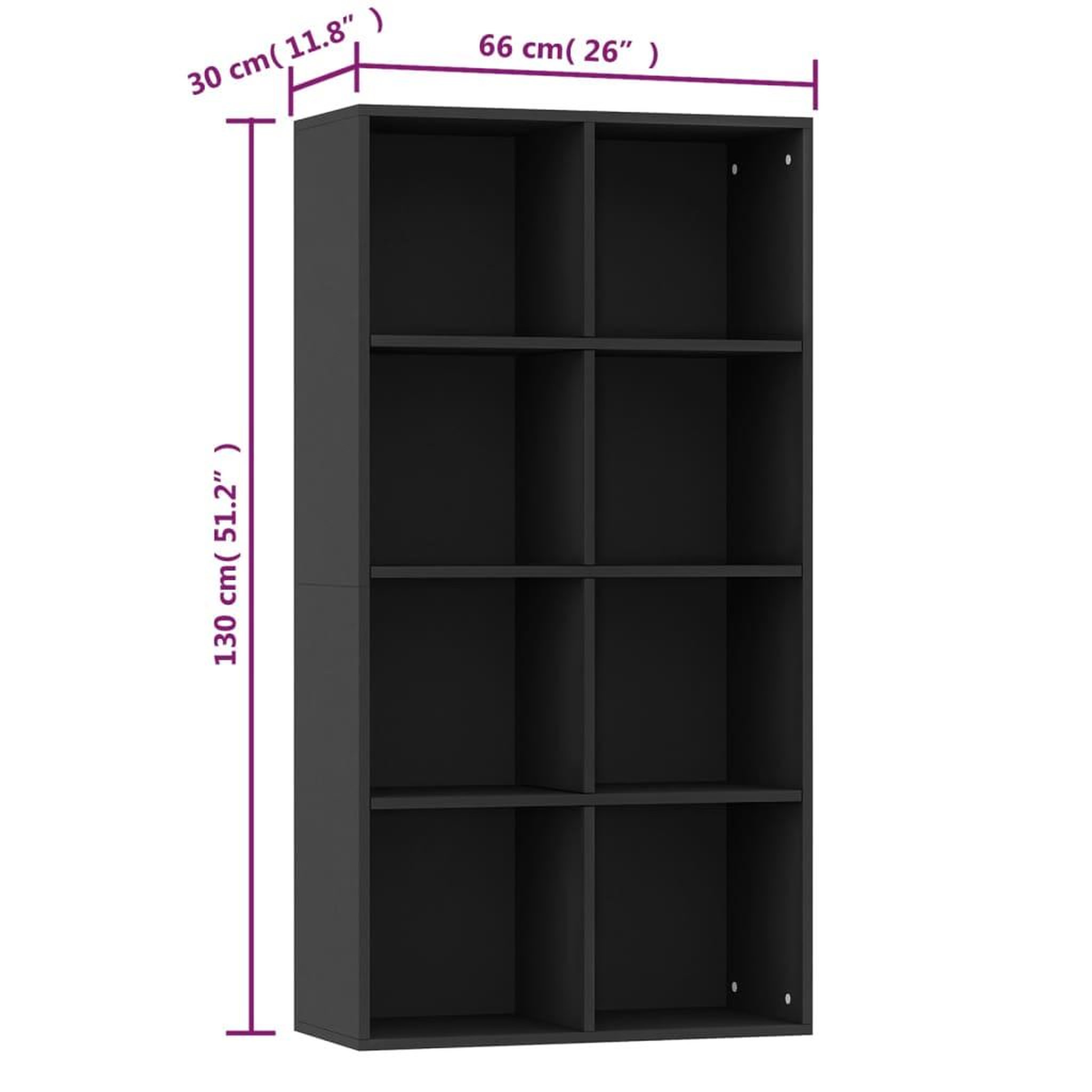 Voir la diapositive 6 : VIDAXL Bibliotheque/Buffet Noir 66x30x130 cm Bois d'ingenierie