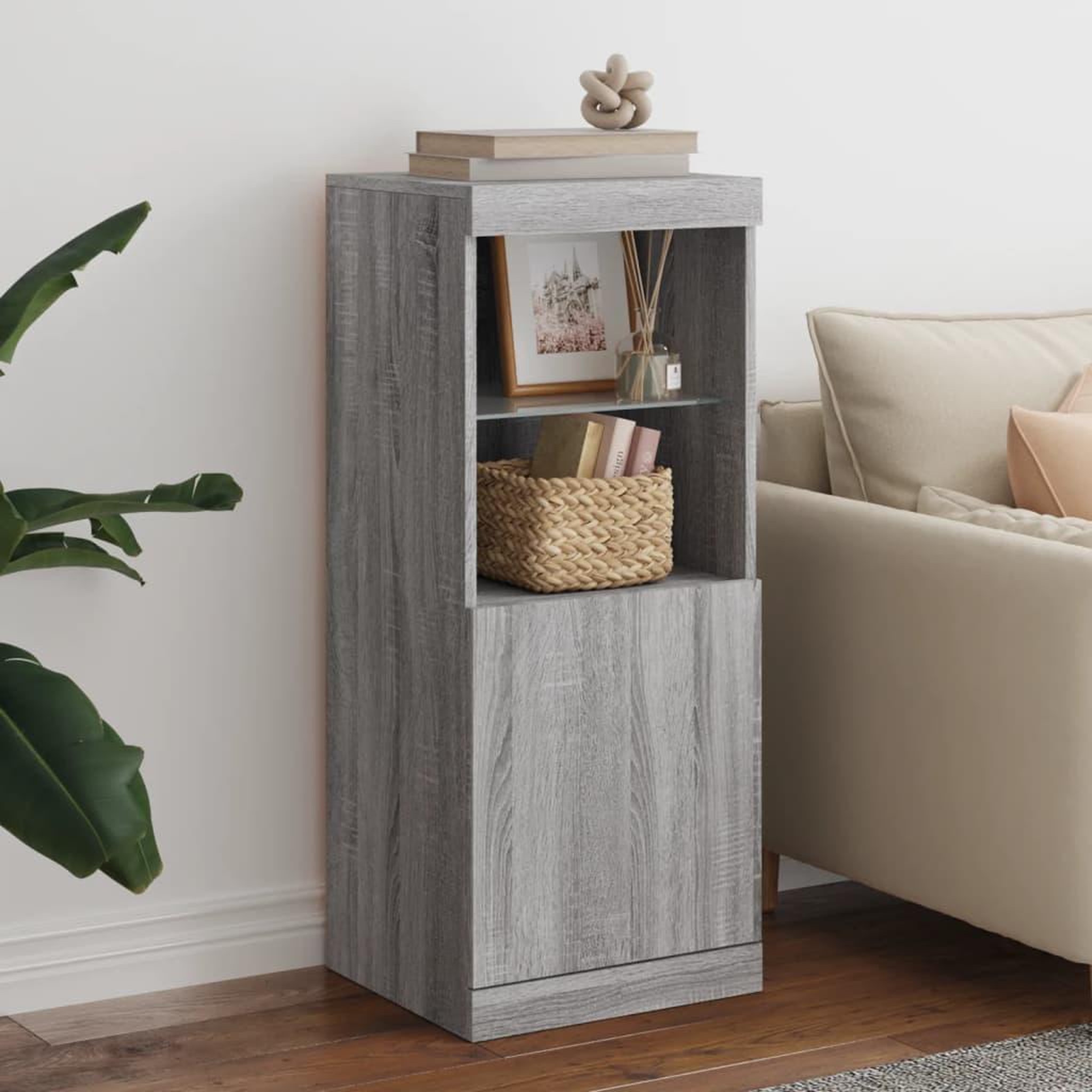 VIDAXL Buffet avec lumieres LED sonoma gris 41x37x100 cm