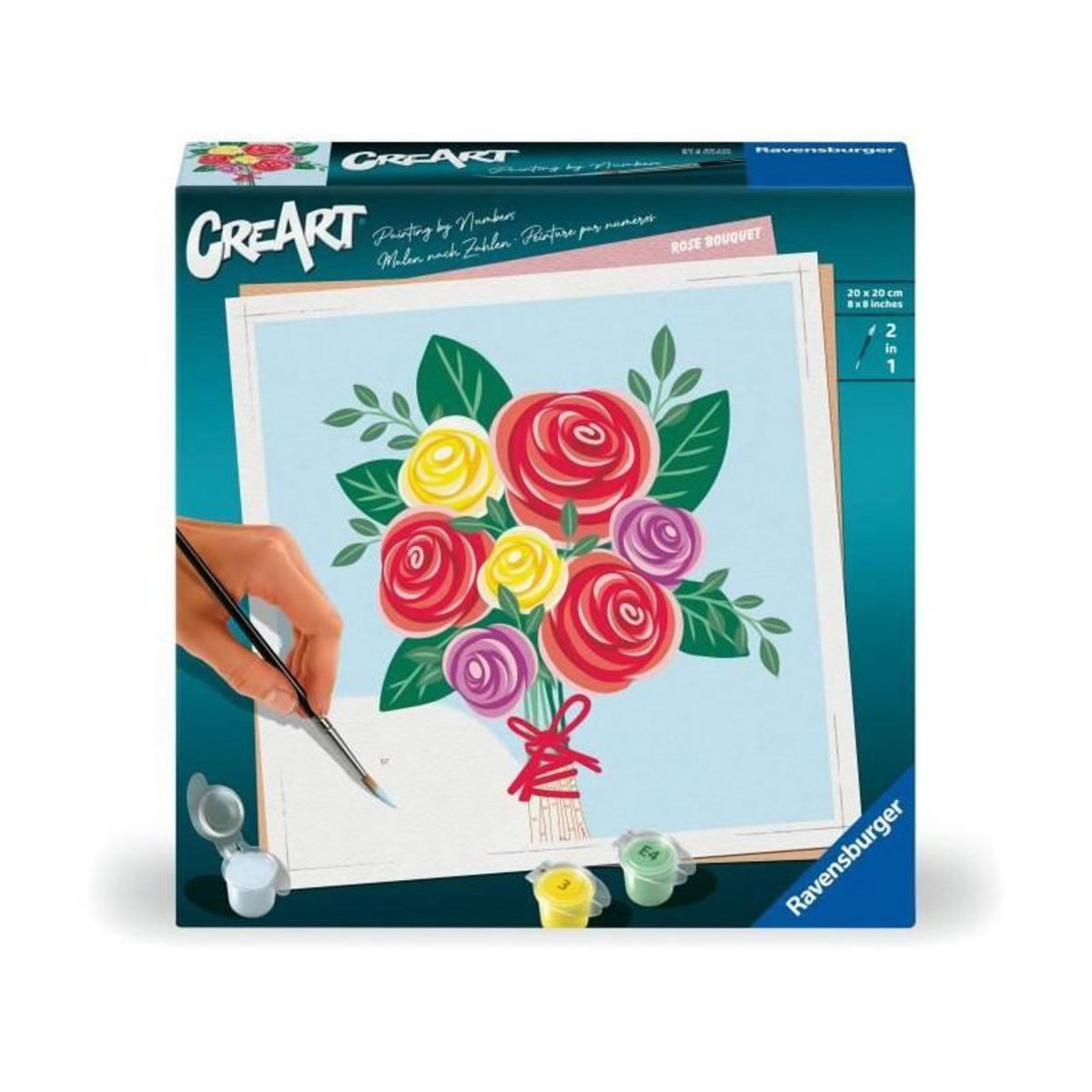 RAVENSBURGER CreArt 20x20 cm Bouquet de roses, Loisir créatif, Adulte, Peinture par numéros, 25520, Ravensburger