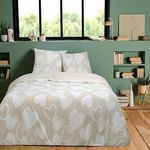 FUTURE HOME Parure de lit en coton motif cœurs. Coloris disponibles : Beige