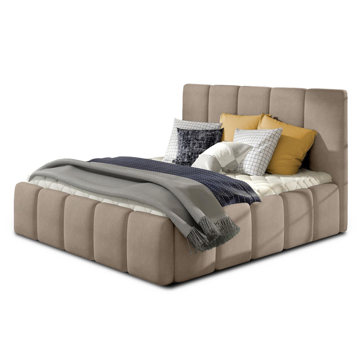 BEST MOBILIER Lucea - lit coffre - 180x200 - sommier inclus - en velours