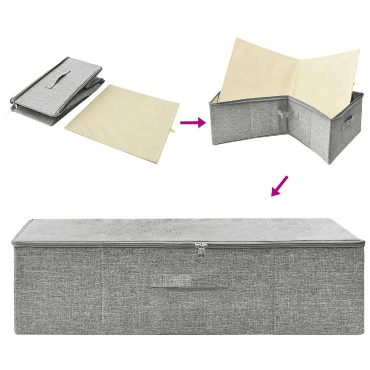 VIDAXL Boîte de rangement Tissu 70x40x18 cm Gris