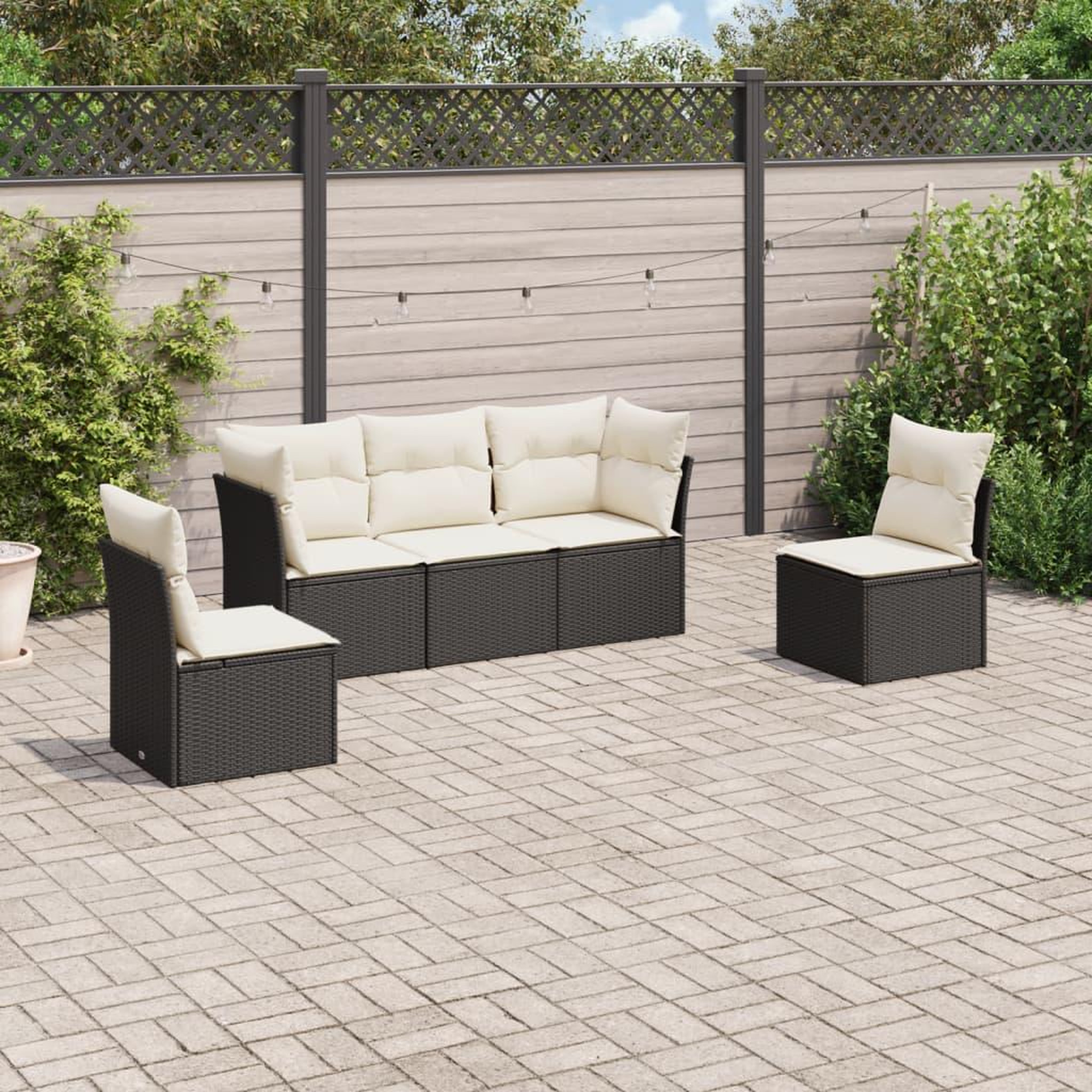 VIDAXL Salon de jardin 5 pcs avec coussins noir resine tressee