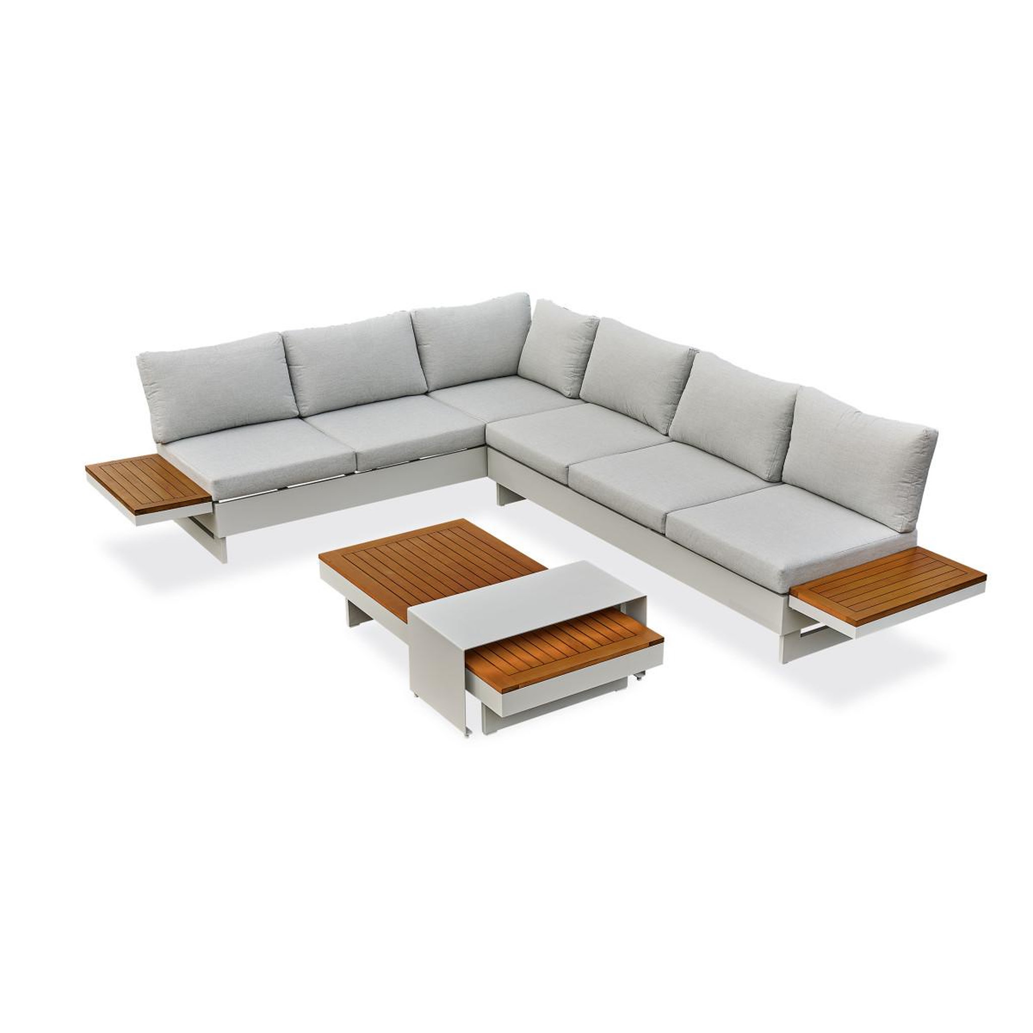 Paris Prix Salon d'angle de jardin 6 places  minera  245cm gris & naturel