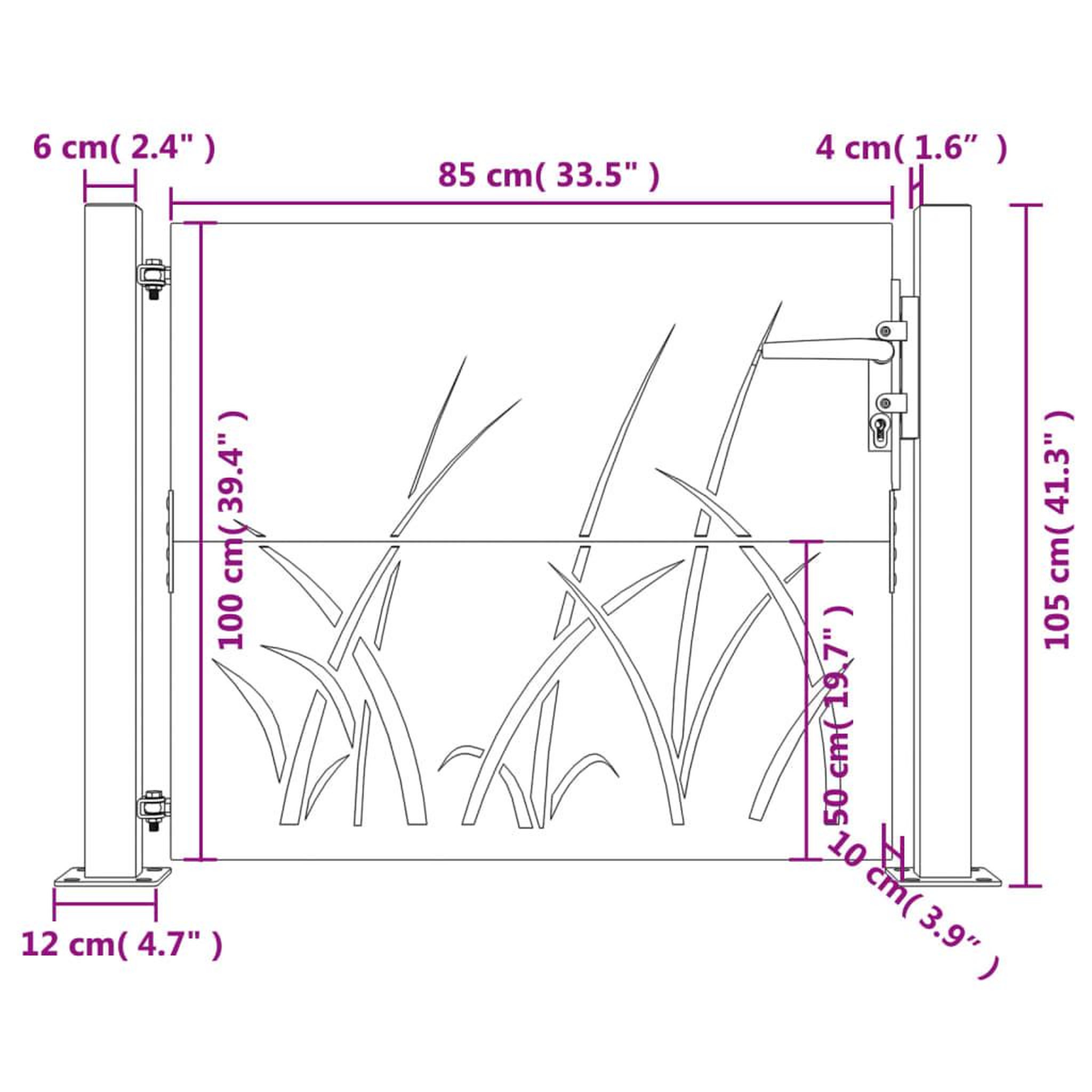 Voir la diapositive 6 : VIDAXL Portail de jardin 105x105 cm acier corten conception d'herbe