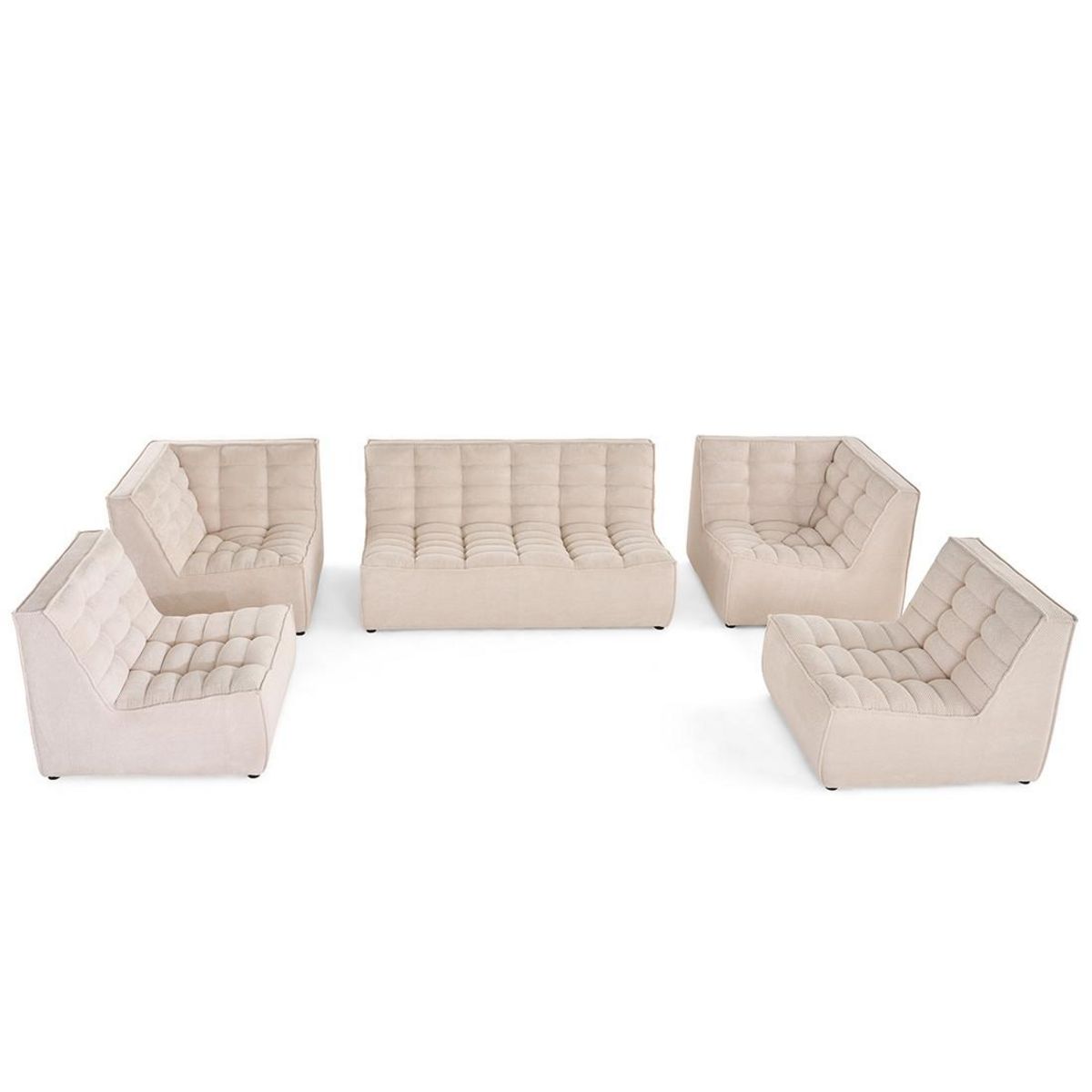 LISA DESIGN Ellie - canapé modulable panoramique 7 places en velours texturé