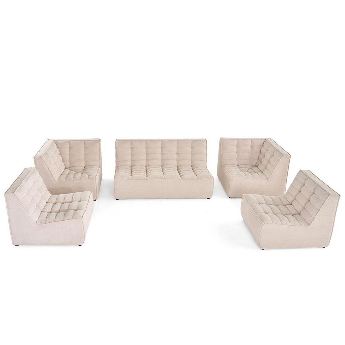 LISA DESIGN Ellie - canapé modulable panoramique 7 places en velours texturé