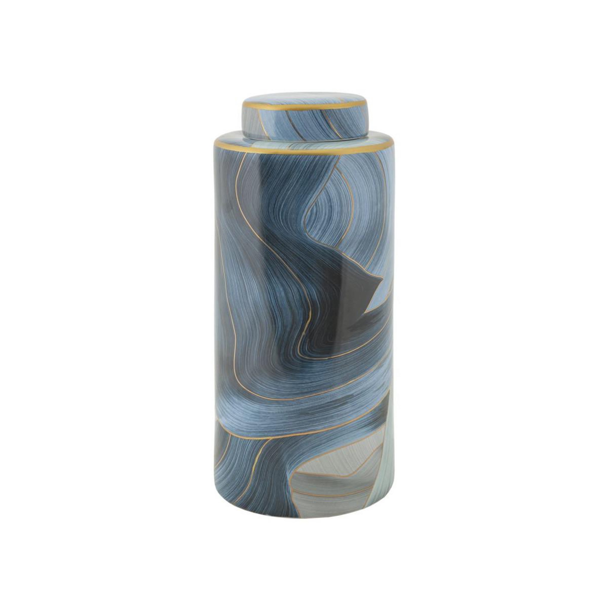 Paris Prix Vase cylindrique en céramique  elegant  34cm bleu