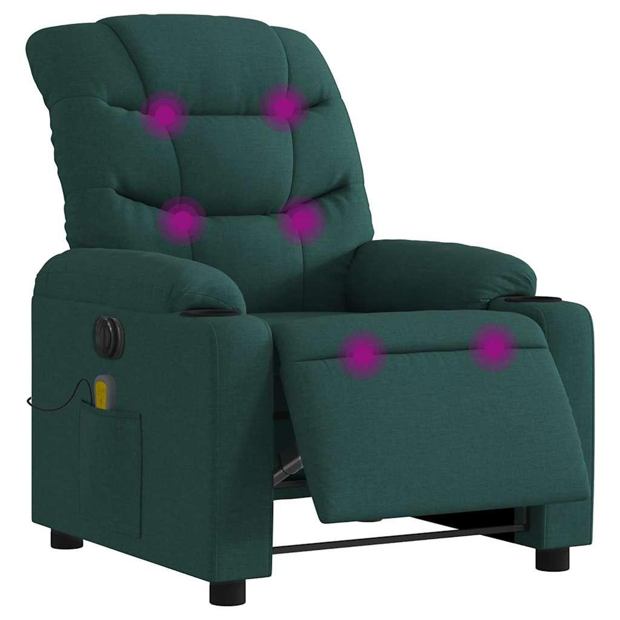 Voir la diapositive 3 : VIDAXL Fauteuil de massage inclinable electrique Vert fonce Tissu