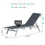 Voir la diapositive 3 : OUTSUNNY Bain de soleil transat - chaise longue - design contemporain - dossier inclinable multi-positions - métal époxy textilène noir - dim. 170 x 58 x 97 cm