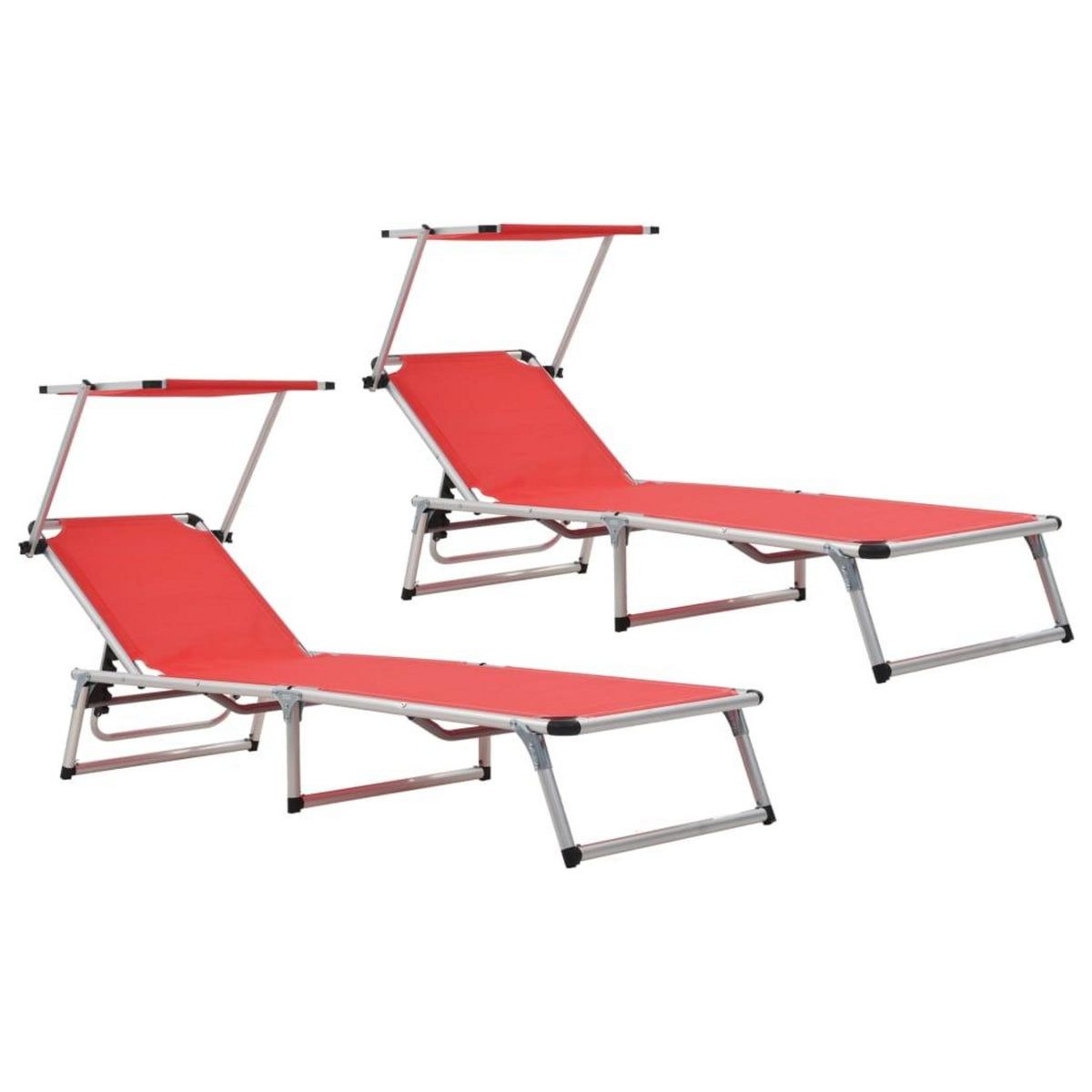 VIDAXL Chaises longues pliables et toit lot de 2 Aluminium textilene