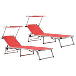 VIDAXL Chaises longues pliables et toit lot de 2 Aluminium textilene