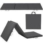 HOMCOM Tapis de sol gymnastique Fitness pliable portable rembourrage mousse 5 cm dim. 1,8L x 0,6l m revêtement synthétique gris