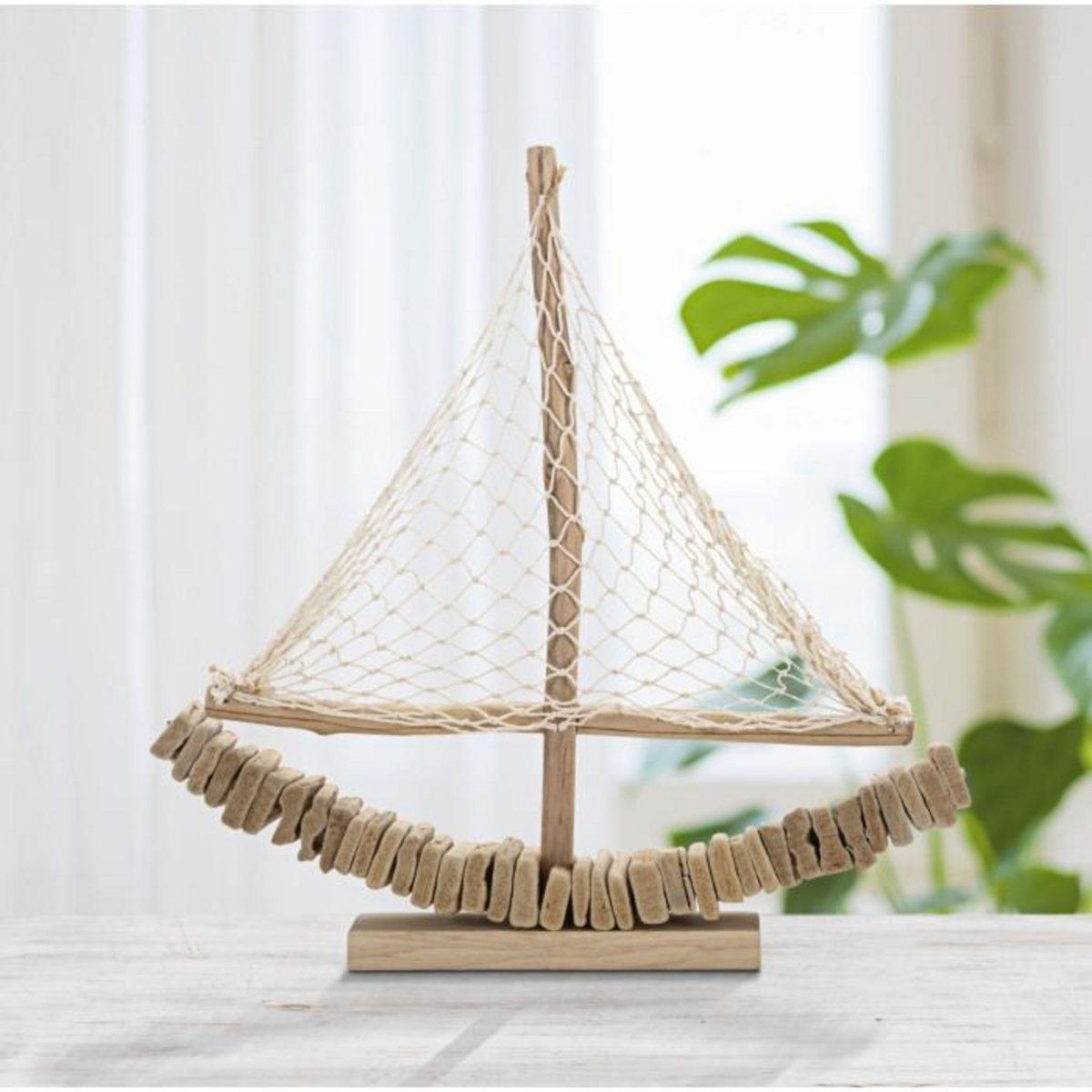 Paris Prix Bateau Voilier Déco en Bois  Tanoak  45cm Naturel