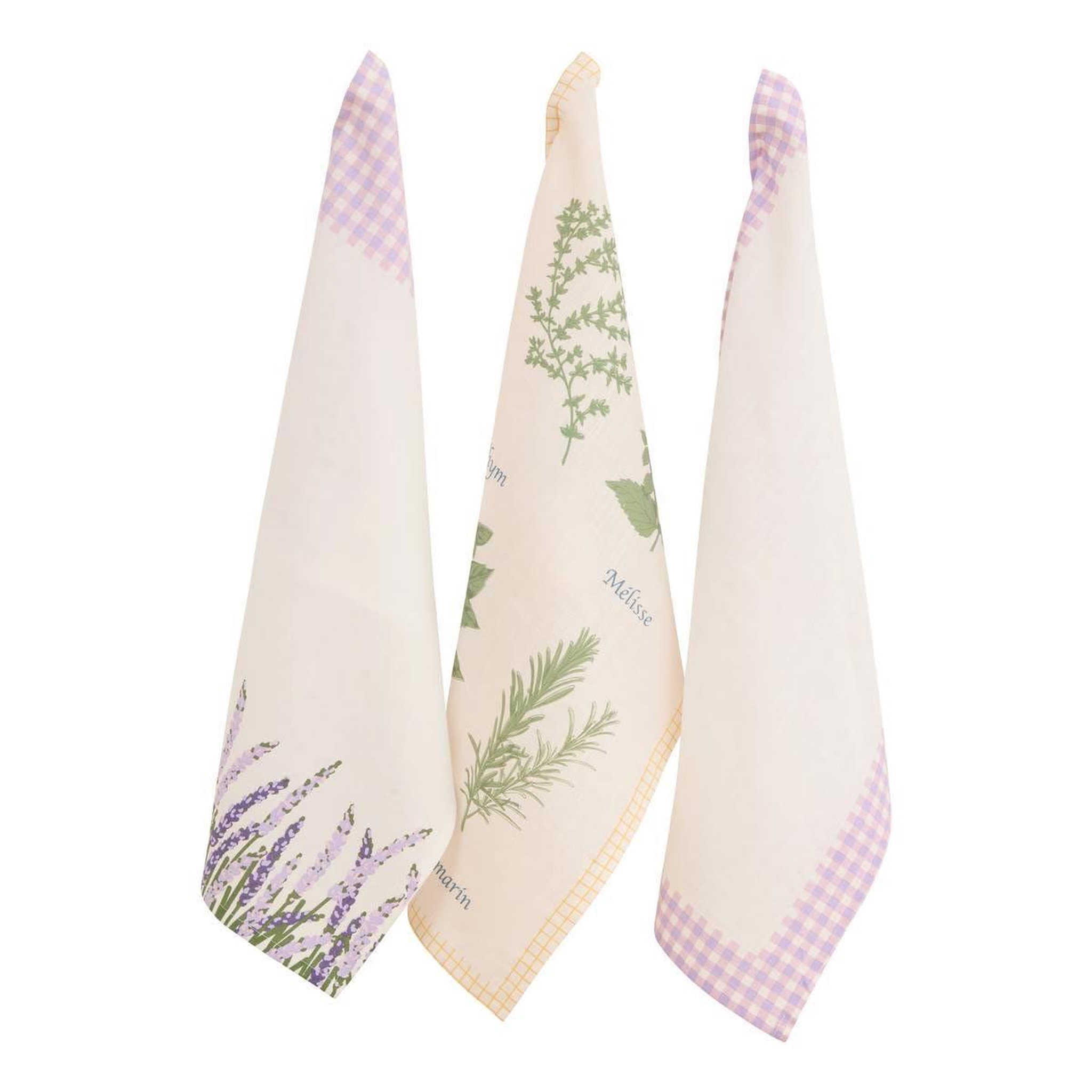 ATMOSPHERA Lot de 3 torchons  garrigue  45x70cm blanc