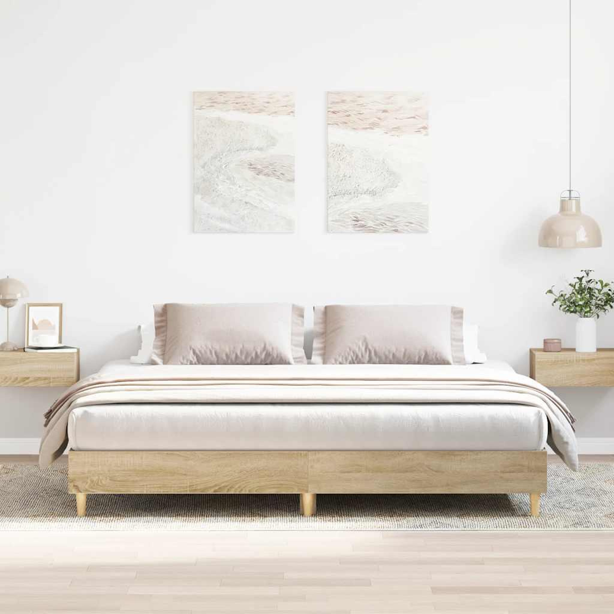 VIDAXL Cadre de lit sans matelas chene sonoma 200x200 cm