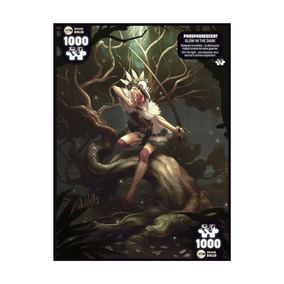 Iello Puzzle 1000 pièces – Forest Spirit – Phosphorescent Glow in the Dark – Univers forêt magique – Adulte – Iello