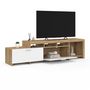 Voir la diapositive 4 : ID MARKET Meuble TV  180 cm MALO  bois et placards blancs