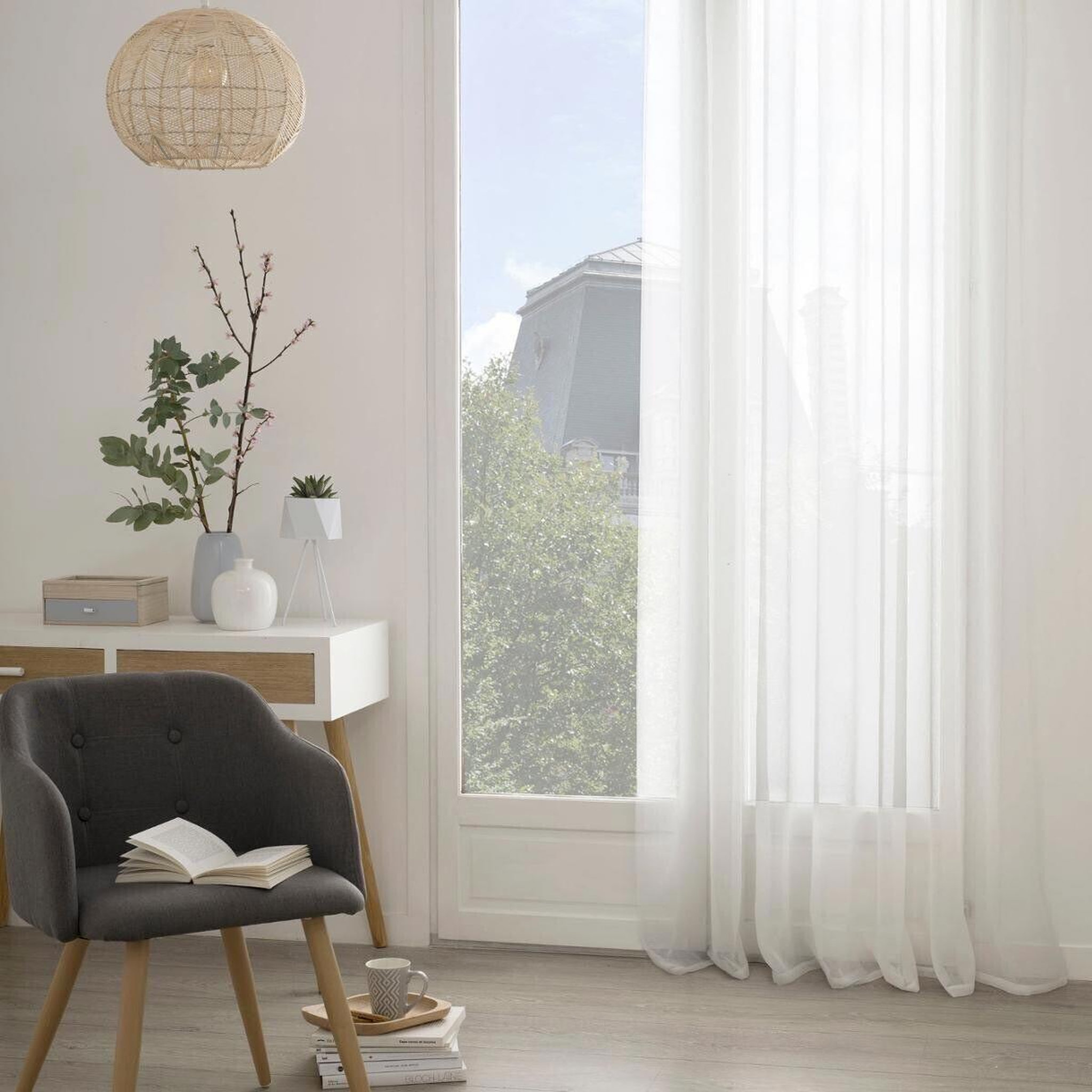 ATMOSPHERA Rideau voilage  georgette  140x240cm blanc