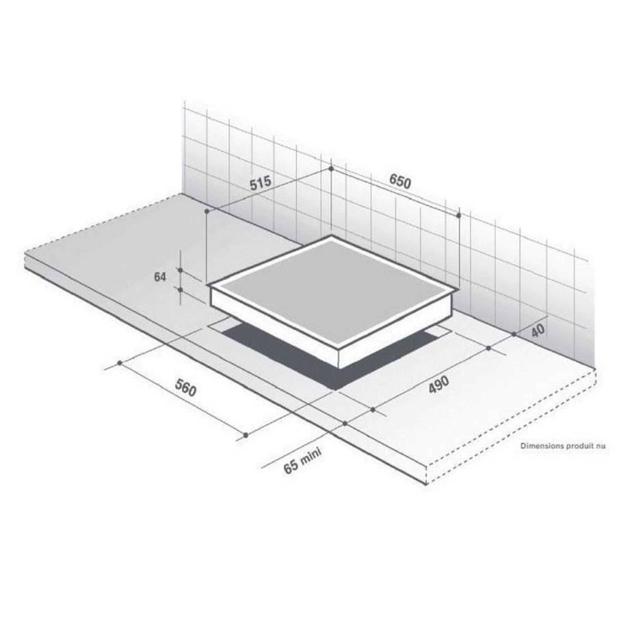 Voir la diapositive 3 : De Dietrich Table de cuisson à induction 65cm 3 feux 7400w - dti1116b