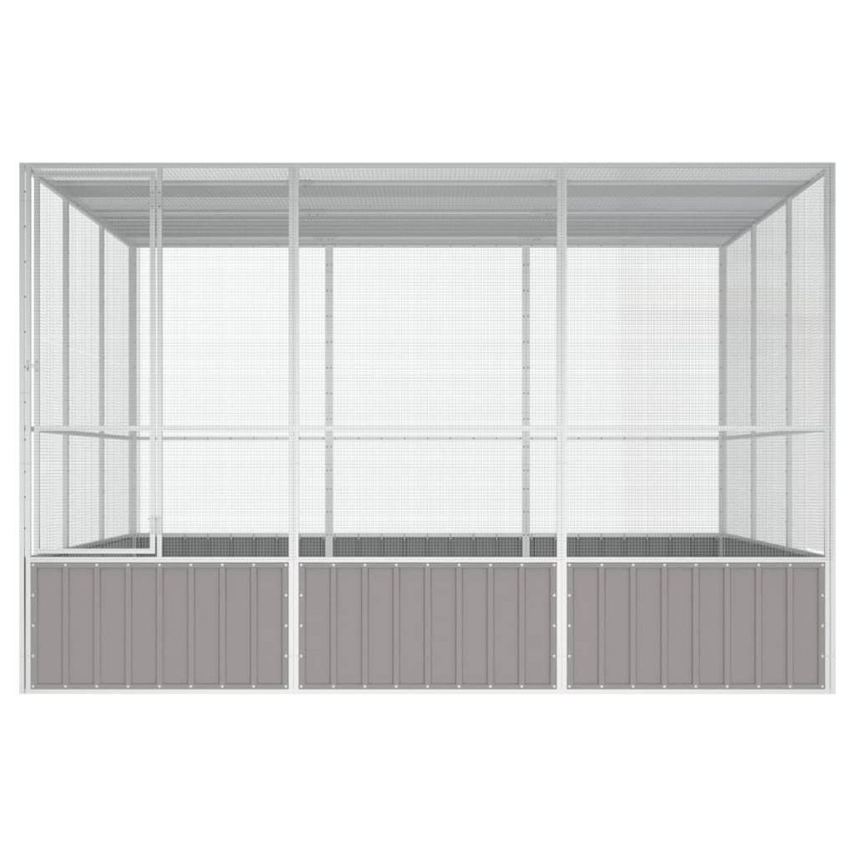 VIDAXL Cage a oiseaux Gris 302,5x324,5x211,5 cm Acier galvanise