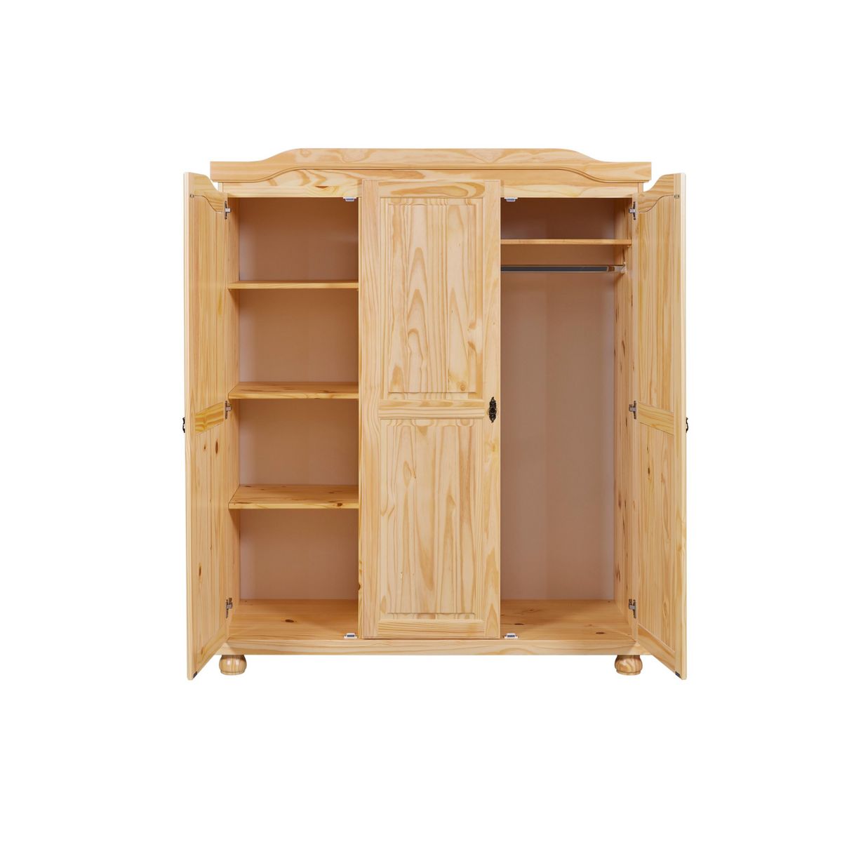 Armoire rustique en pin massif 3 portes  L150cm BASTIAN