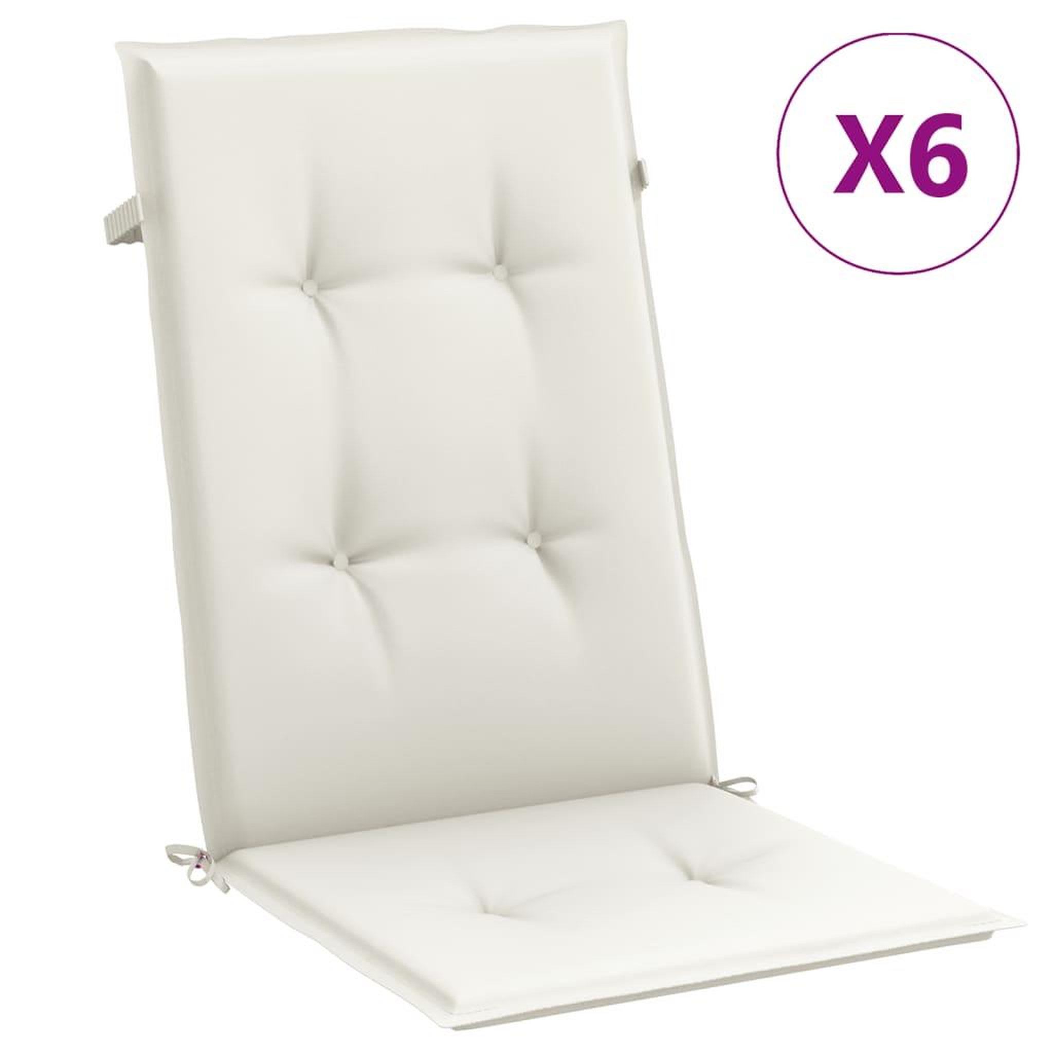 Voir la diapositive 2 : VIDAXL Coussins de chaise a dossier haut lot de 6 creme melange tissu