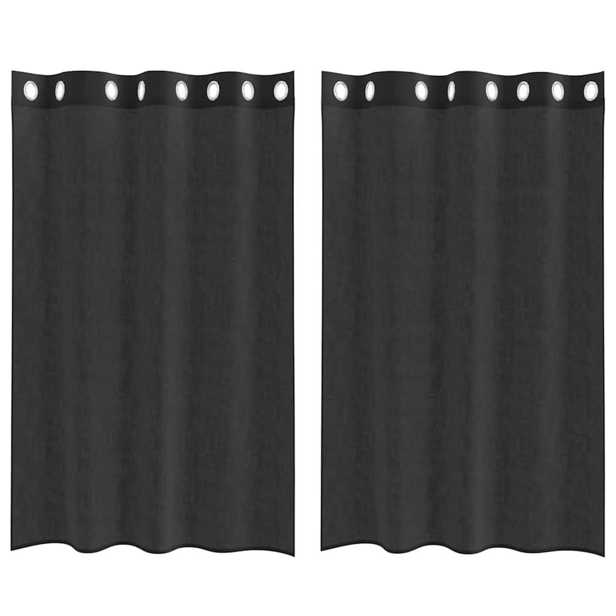 Voir la diapositive 2 : VIDAXL Rideaux en voile avec œillets 2 pcs noir 140x175 cm