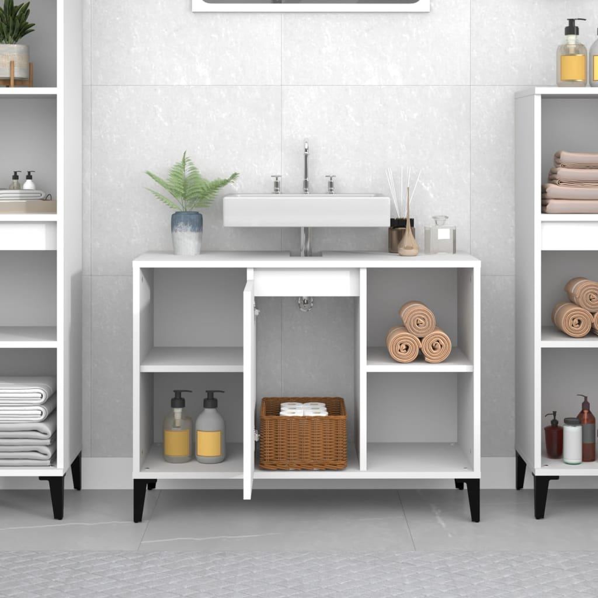 Voir la diapositive 3 : VIDAXL Meuble d'evier blanc 80x33x60 cm bois d'ingenierie