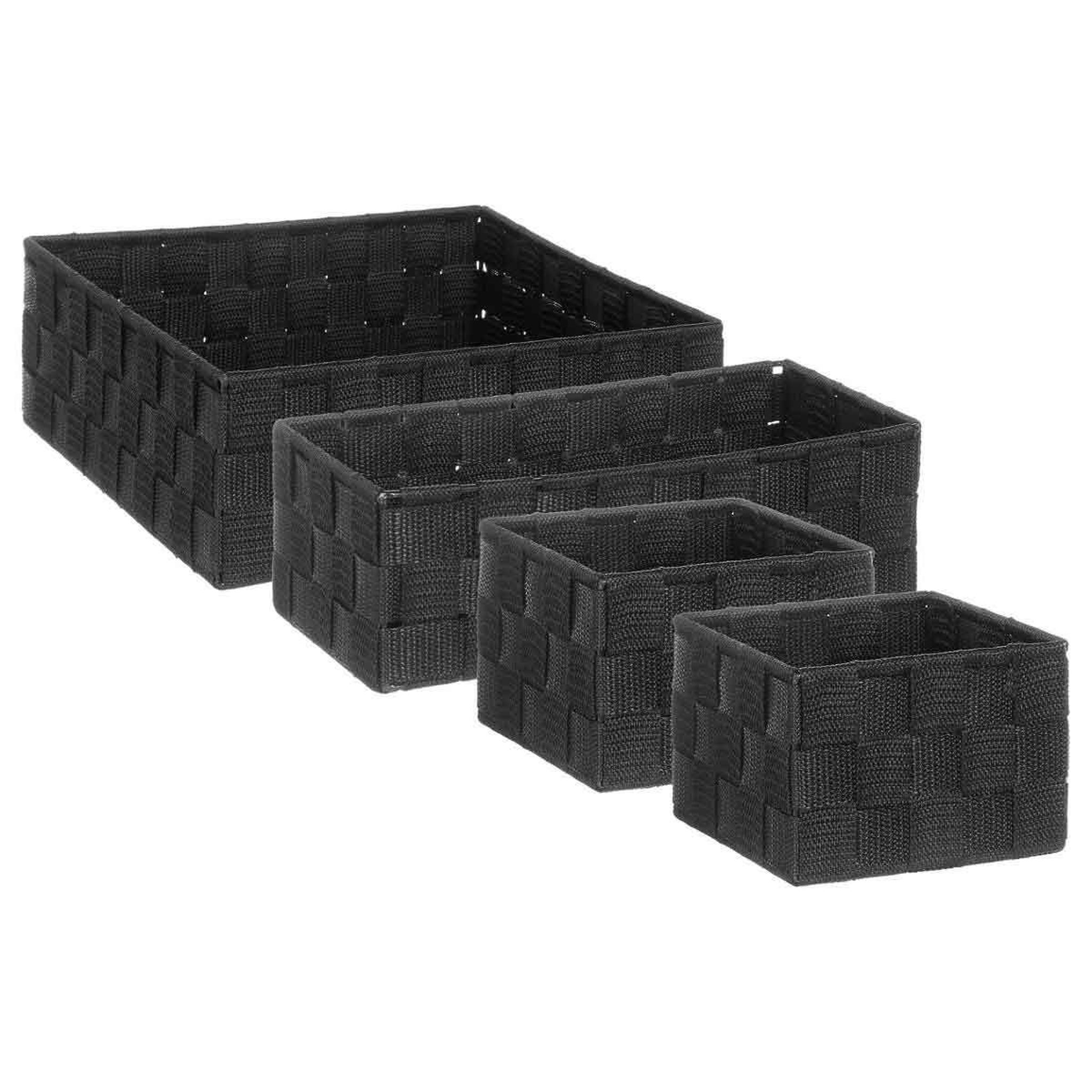 Voir la diapositive 1 : FIVE Lot de 4 paniers de rangement  déco  28cm noir