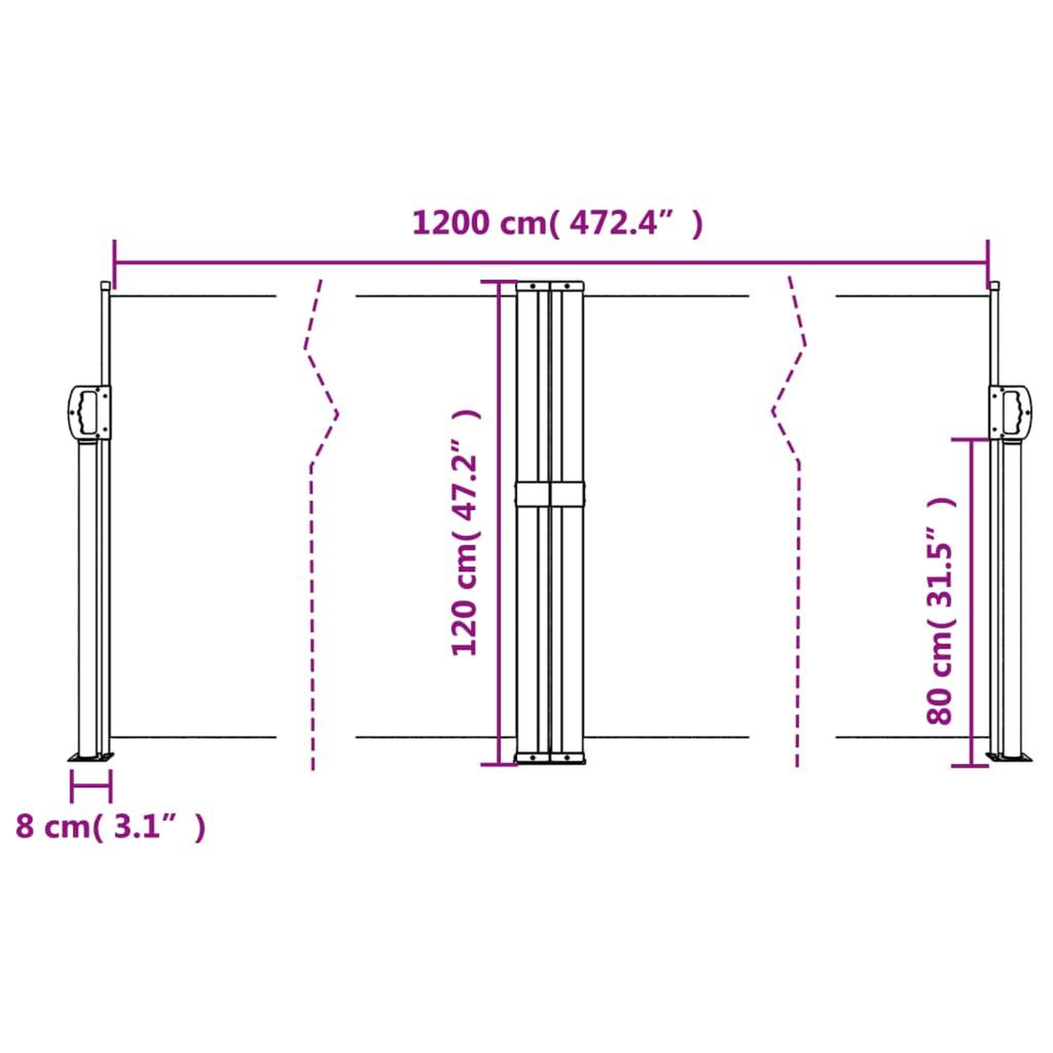 Voir la diapositive 6 : VIDAXL Auvent lateral retractable terre cuite 120x1200 cm