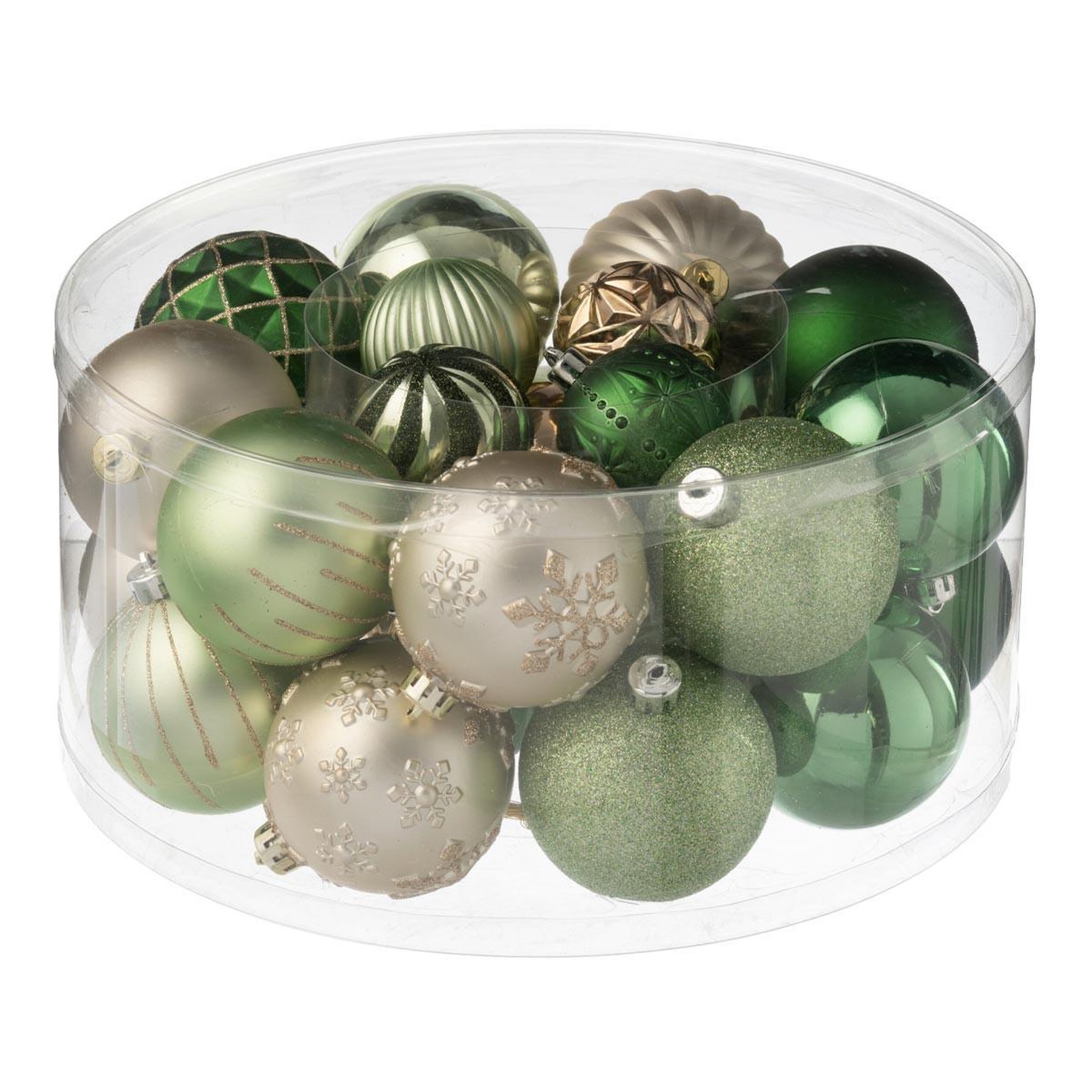 J-LINE Lot de 30 boules de noël  night  31cm vert & écru