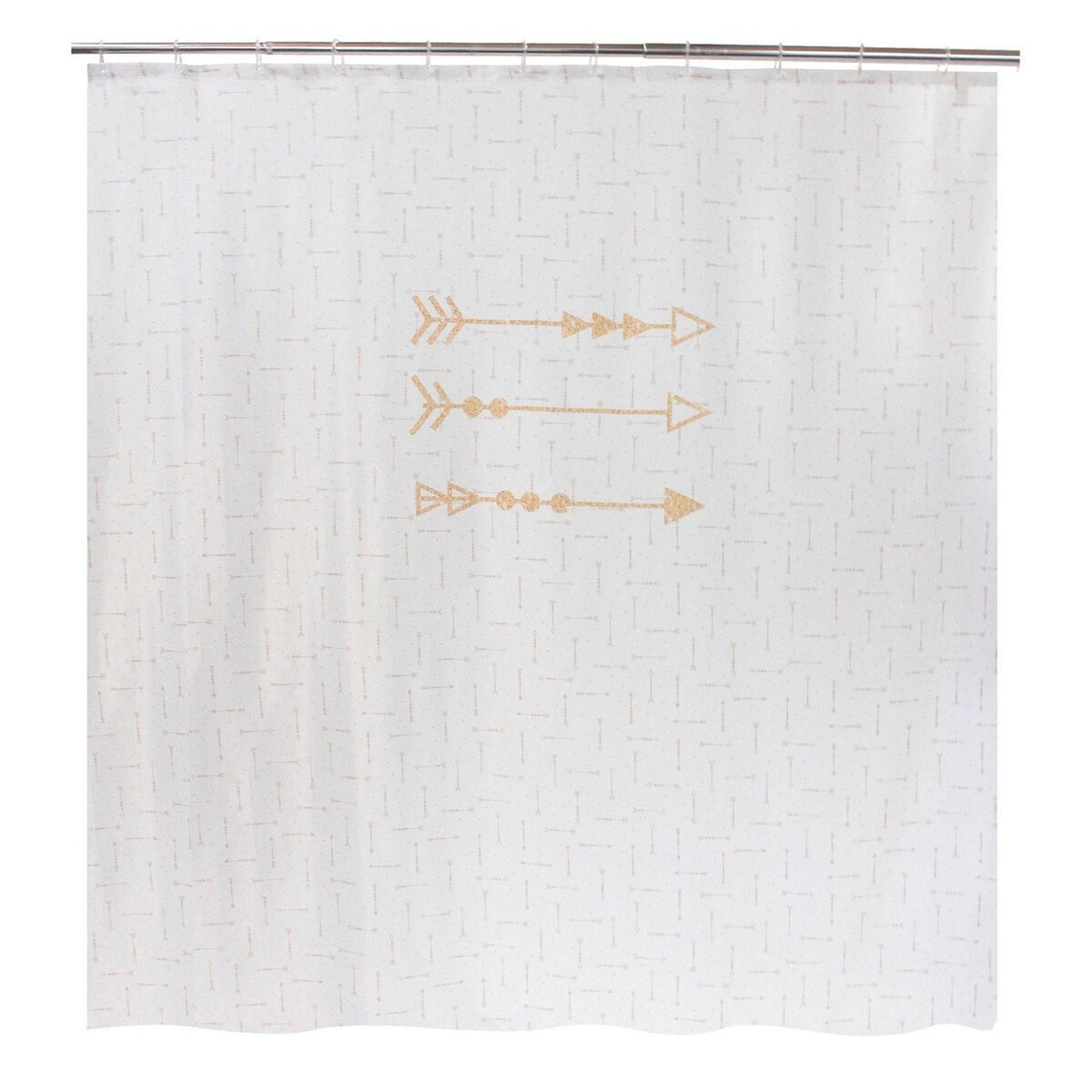 ALLIBERT Rideau de douche design ethnique ARROW GOLD - 180 x 200 - Blanc