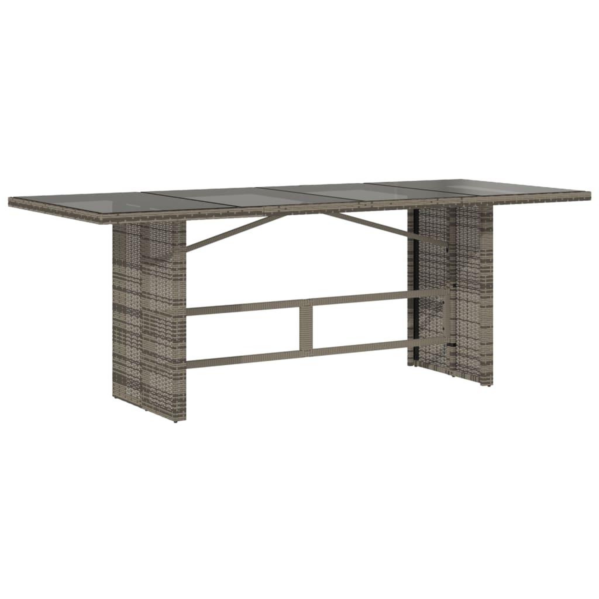 Voir la diapositive 2 : VIDAXL Table de jardin avec dessus en verre gris resine tressee