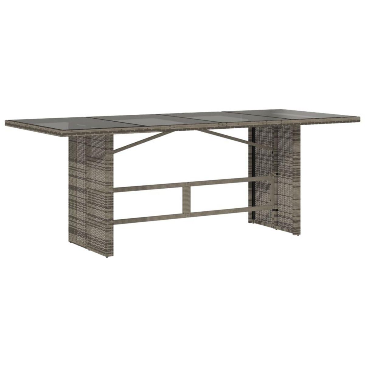 VIDAXL Table de jardin avec dessus en verre gris resine tressee