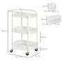Voir la diapositive 3 : HOMCOM Desserte chariot de rangement en métal à roulettes 3 niveaux avec 2 range-couverts 4 crochets dim.51,5L x 32l x 75,6H cm