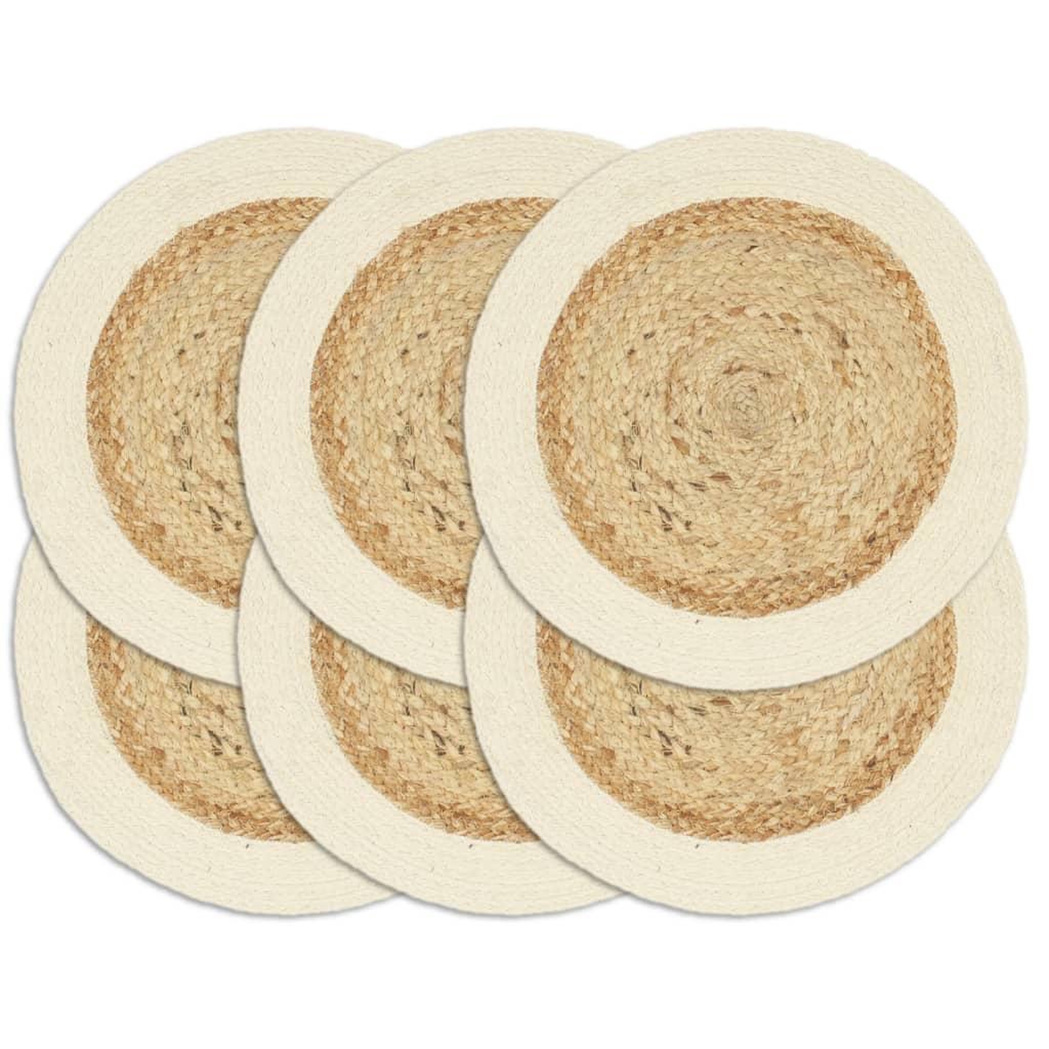 Voir la diapositive 1 : VIDAXL Napperons 6 pcs Naturel Plain 38 cm Rond Jute et coton