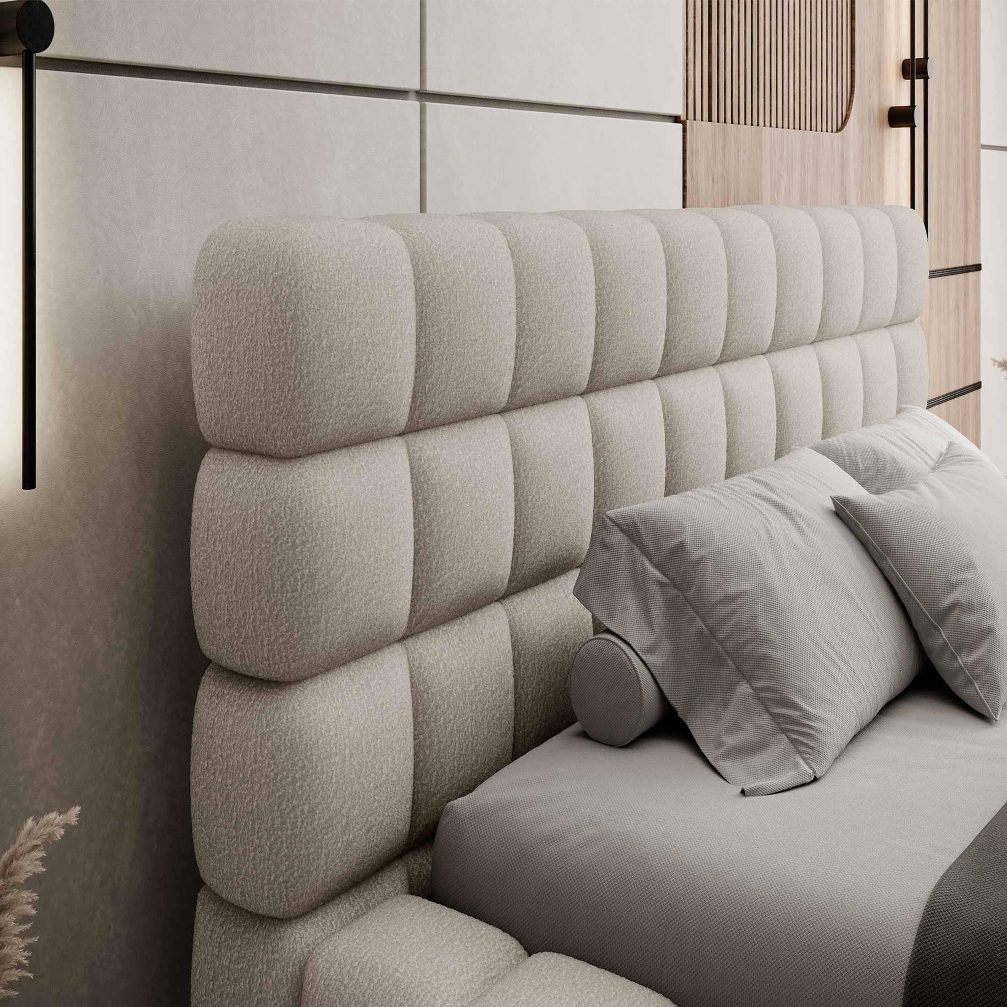 Voir la diapositive 3 : BEST MOBILIER Kingston - lit coffre - 160x200 - sommier inclus - en tissu bouclette