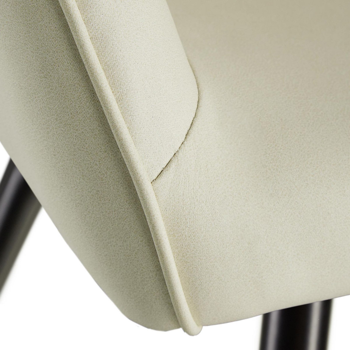 tectake Ensemble de 4 chaises en tissu rembourrée crème/noir Lot de 4