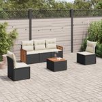 VIDAXL Salon de jardin 6 pcs avec coussins noir resine tressee